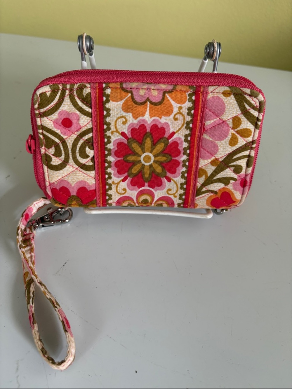 Vera Bradley Floral Quilted Wristlet Wallet - Pink, Olive & Orange